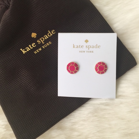 Kate Spade Pink & Gold Enamel Earrings ♠️ - Picture 2 of 5